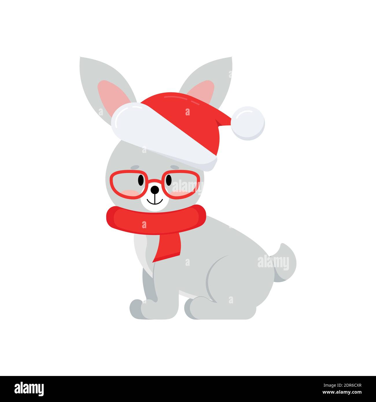 Cute christmas bunny rabbit icon isolated on white background Stock ...