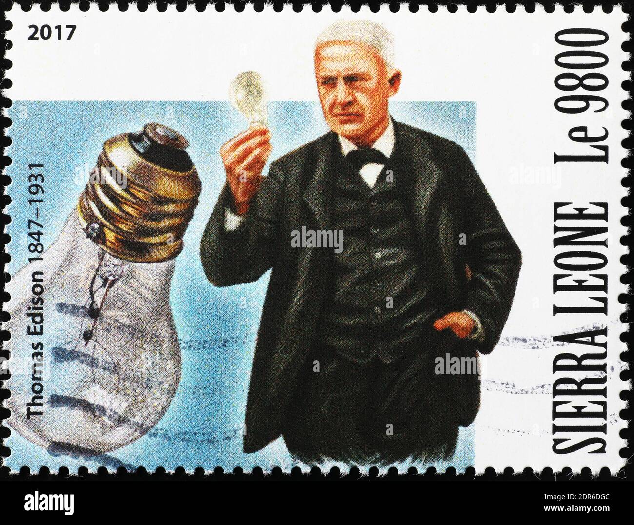 Thomas Edison portrait on postage stamp Stock Photo