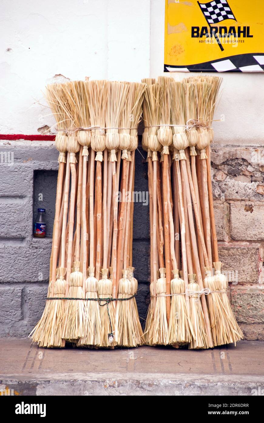 Brooms for sale outside a shop at Uman, Yucatan, Mexico Stock Photo Alamy