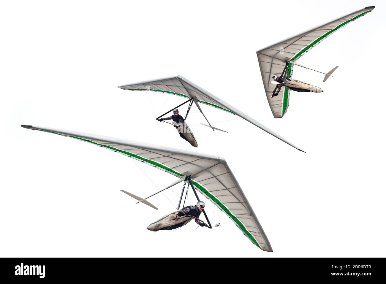 Set of modern hang glider wings isolated on white. Hangglider wing silhouettes Stock Photo