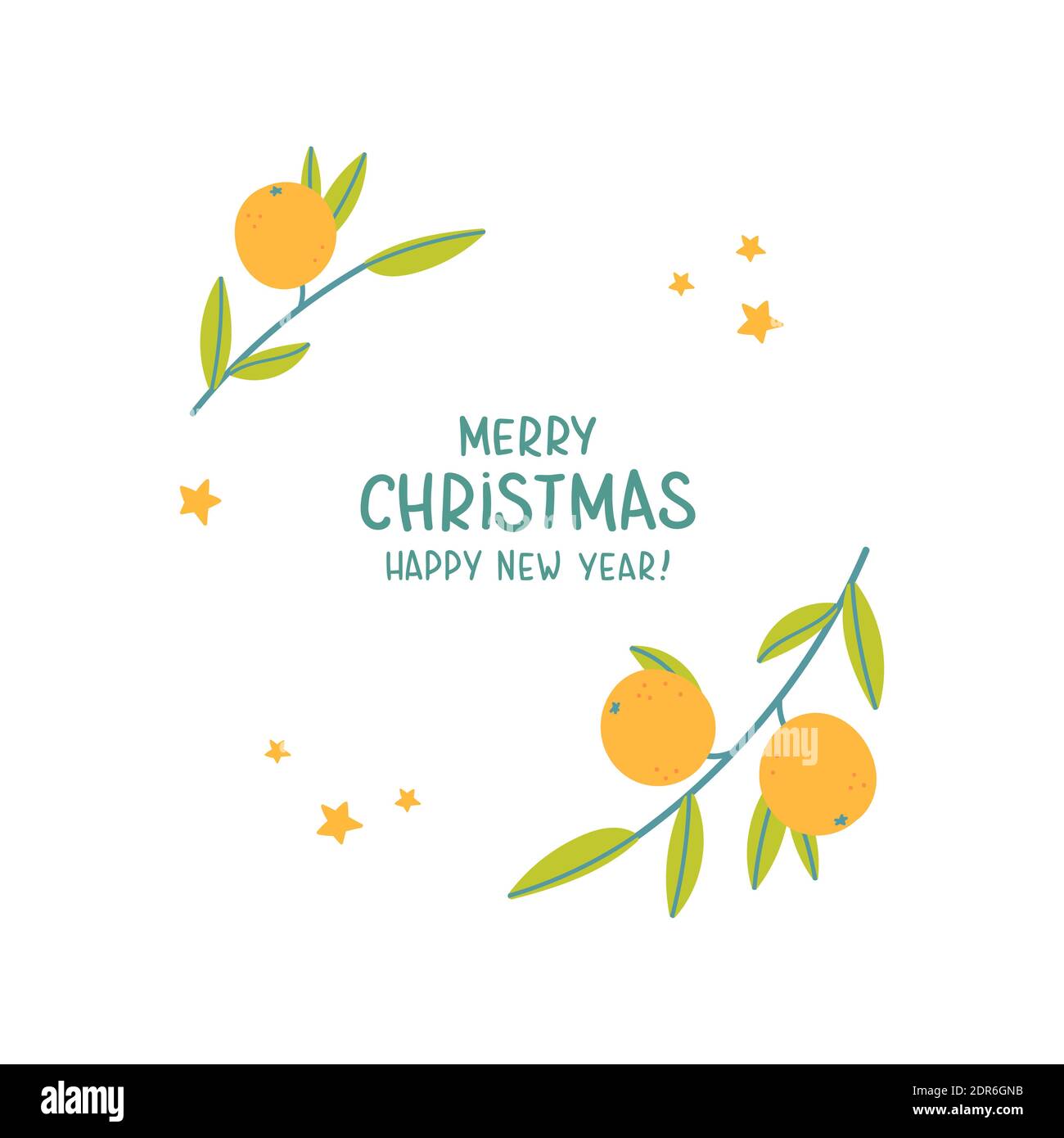 Template for card. Lettering with tangerine. Stock Vector