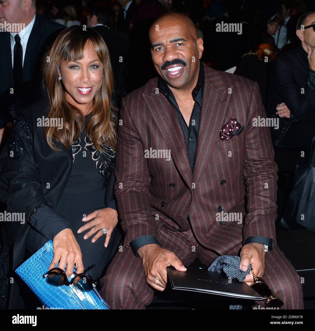 TV Host Steve Harvey with his wife Marjorie attending the Elie Saab's  Spring-Summer 2016 Women's collection presentation held Espace Ephemere  Tuilerie in Paris, France, on October 03, 2015. Photo by Laurent  Zabulon/ABACAPRESS.COM, image size:1300x1363
