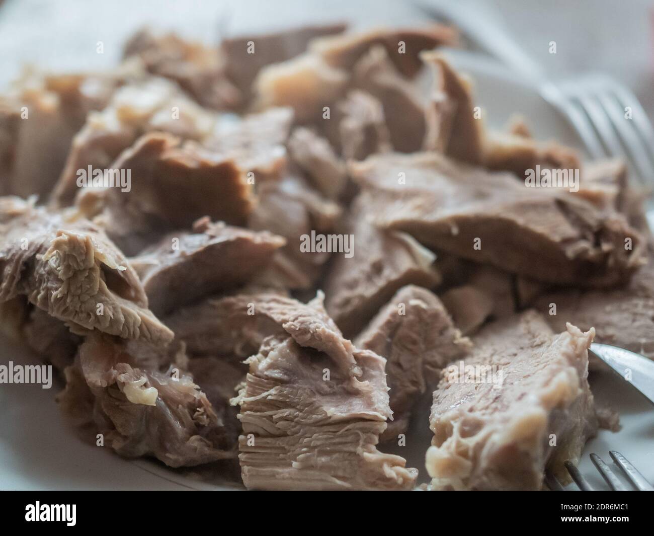 Boiled meat close-up. Pieces of beef. Healthy diet food Stock Photo - Alamy