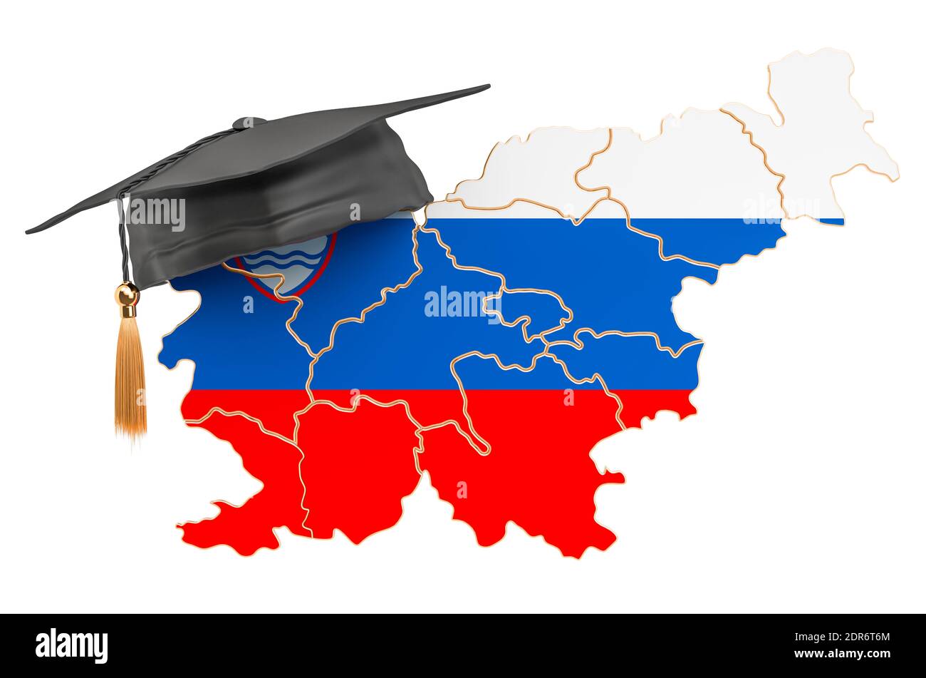 Education in Slovenia concept. Slovenian map with graduate cap, 3D  rendering isolated on white background Stock Photo - Alamy