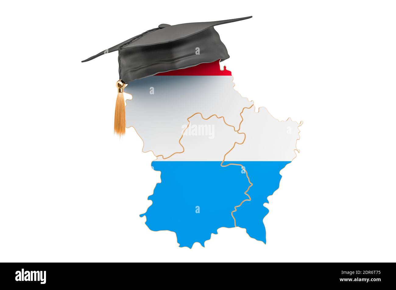 Education in Luxembourg concept. Luxembourgish map with graduate cap