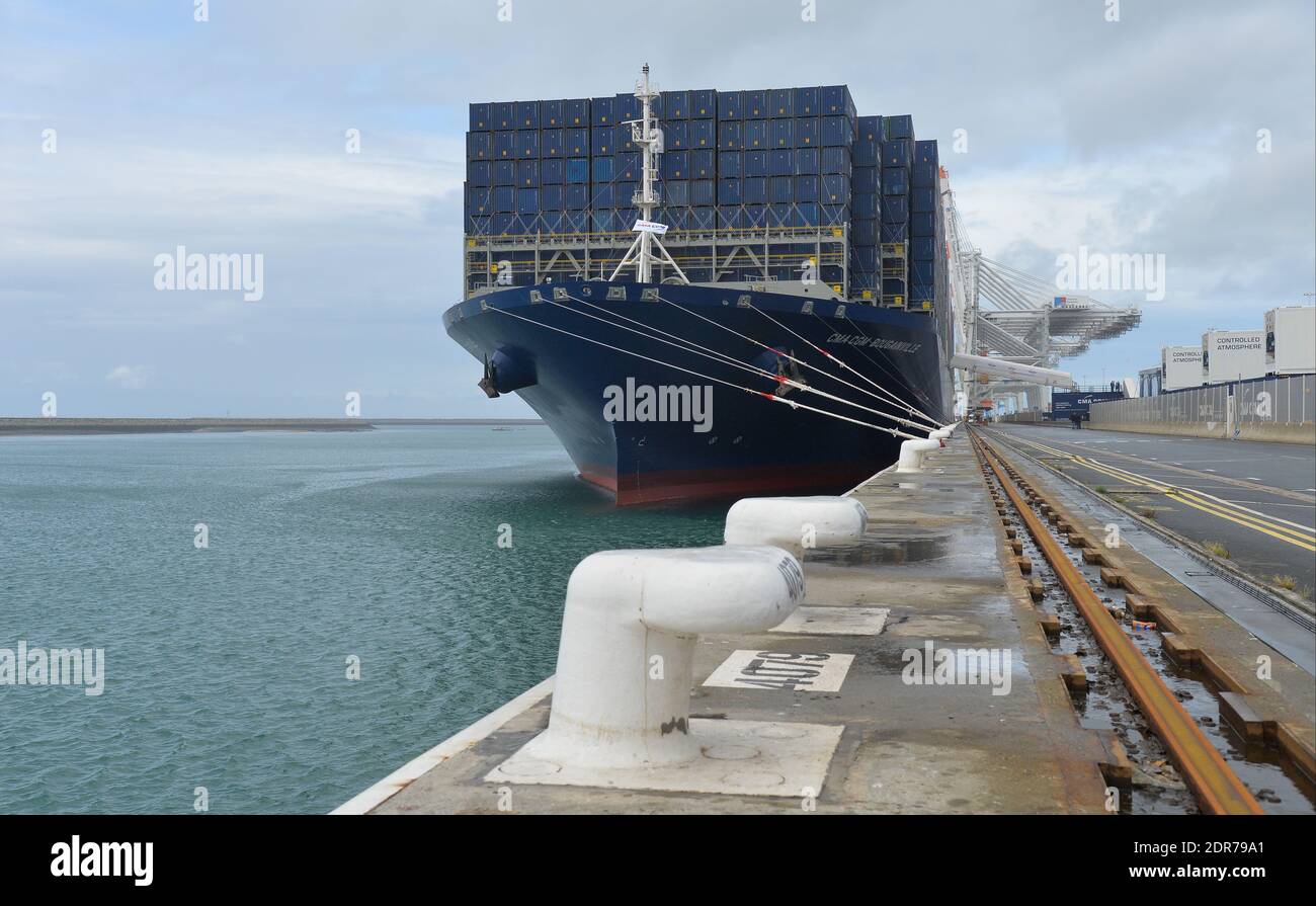 General view of CMA CGM Bougainville, the largest container ship in the ...