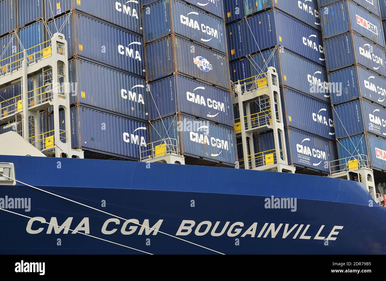General view of CMA CGM Bougainville, the largest container ship in the ...