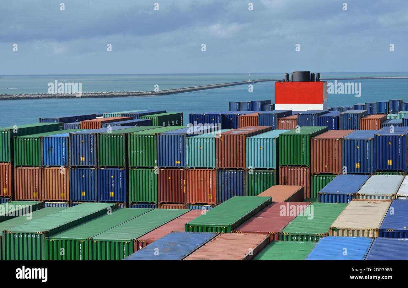General view of CMA CGM Bougainville, the largest container ship in the ...
