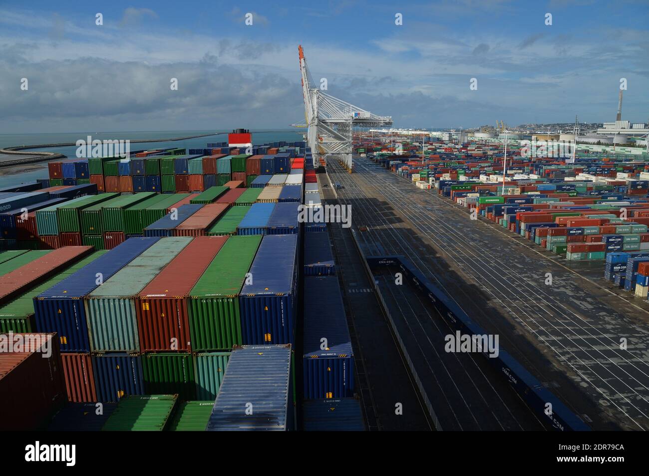 General view of CMA CGM Bougainville, the largest container ship in the ...