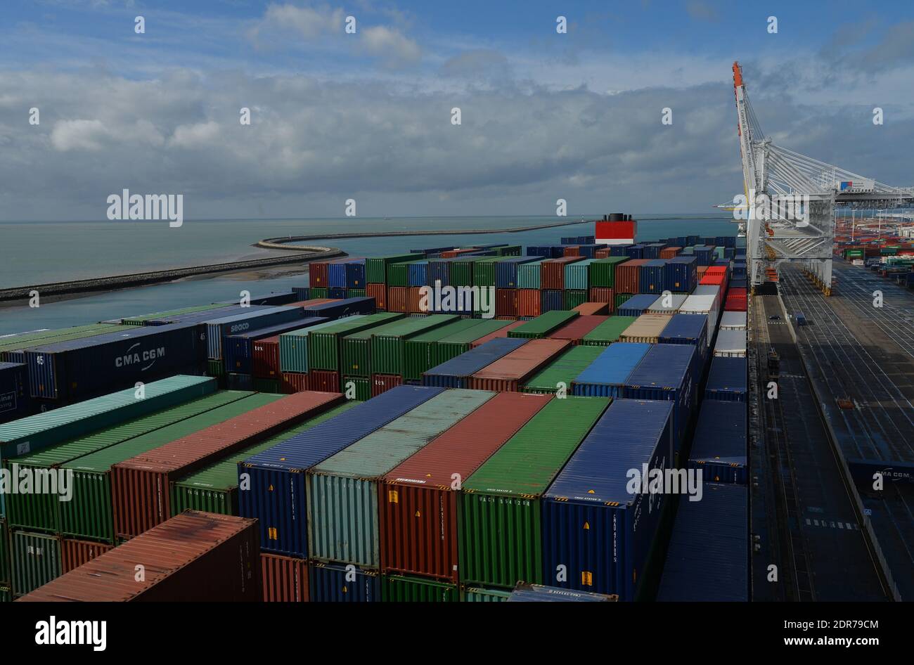 General view of CMA CGM Bougainville, the largest container ship in the ...
