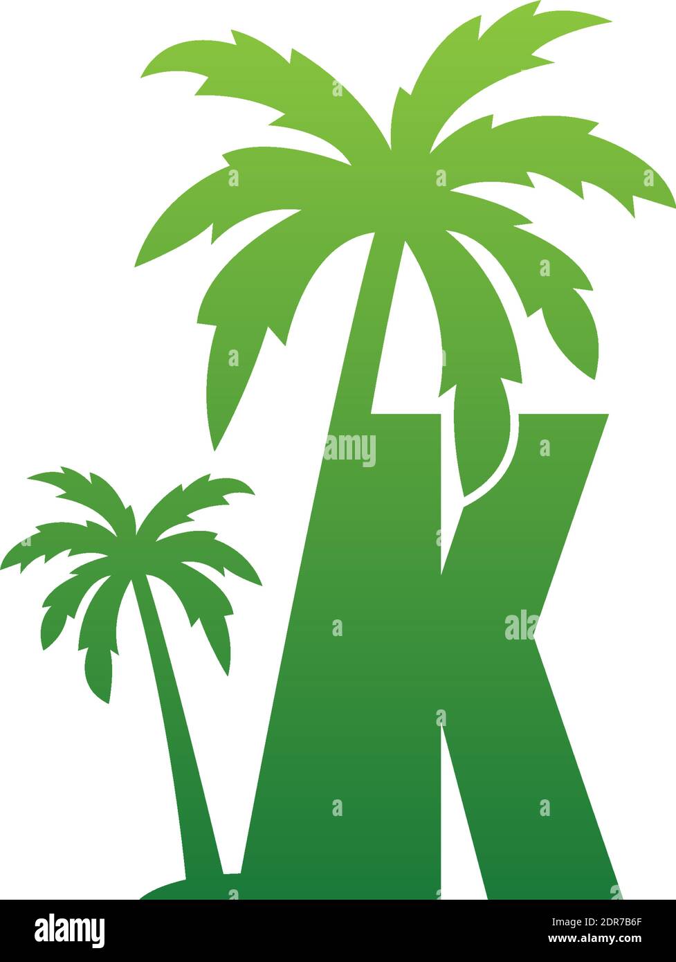 Letter K logo and coconut tree icon design vector illustration Stock ...