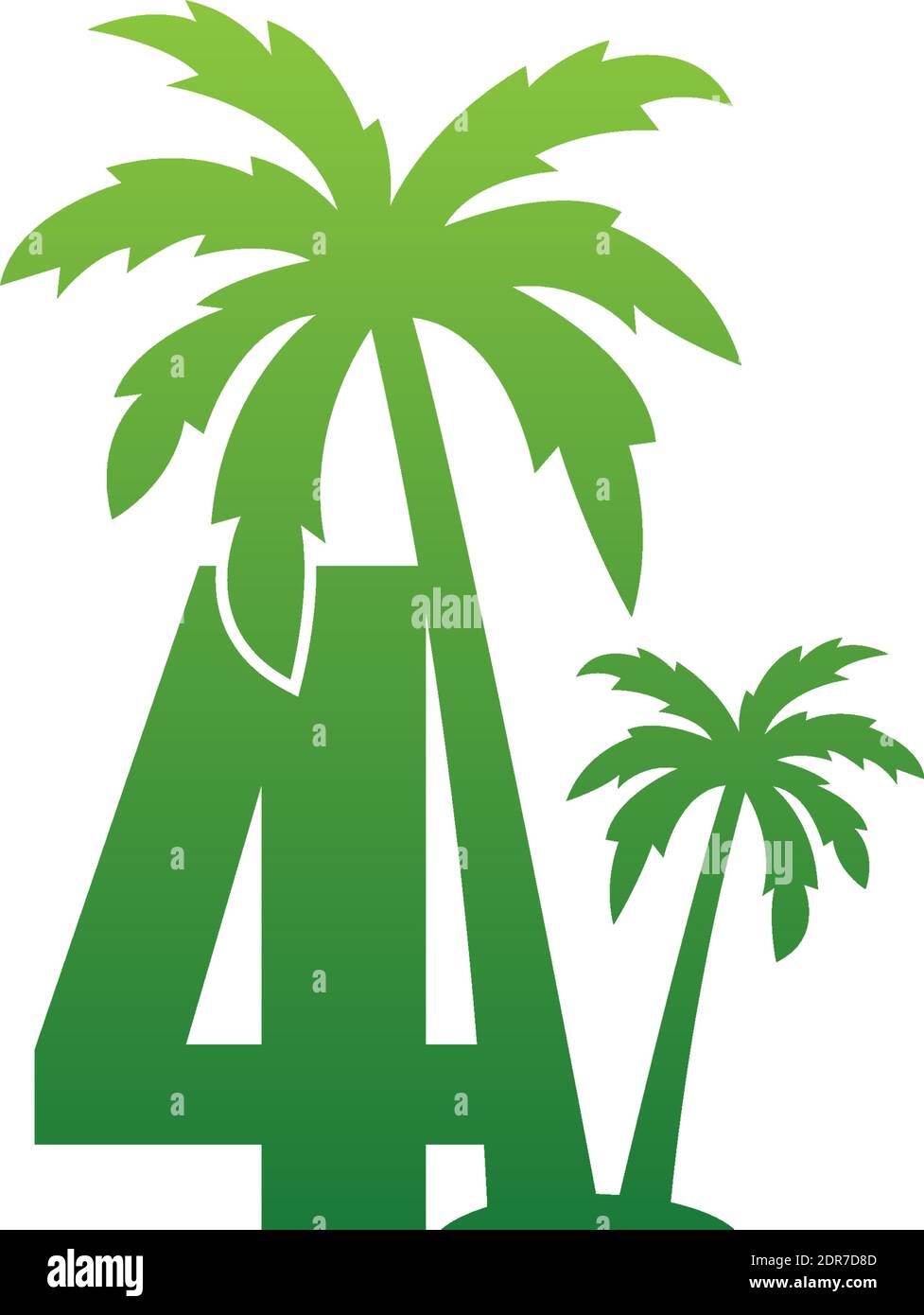Number 4 logo and coconut tree icon design vector illustration Stock ...