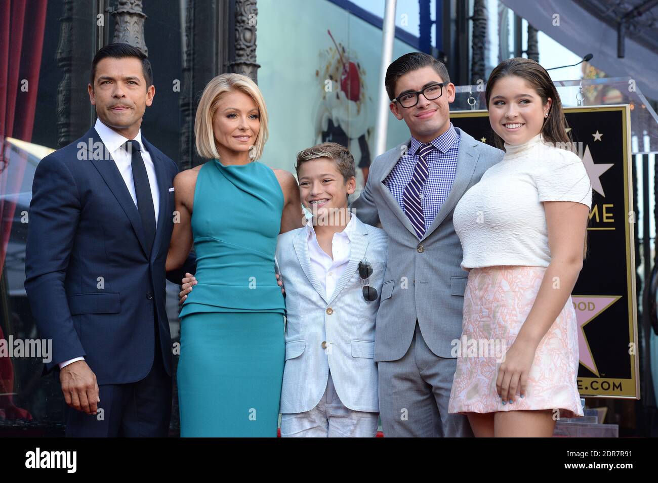 Mark Consuelos, Michael Consuelos, Lola Consuelos and Joaquin Consuelos attend the ceremony honoring Kelly Ripa with a Star on The Hollywood Walk of Fame on October 12, 2015 in Los Angeles, CA, USA. Photo by Lionel Hahn/ABACAPRESS.COM Stock Photo