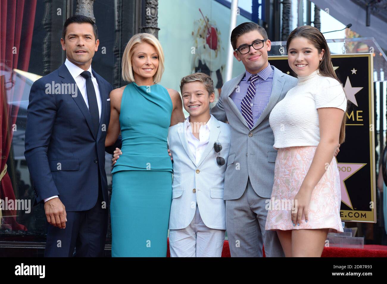 Mark Consuelos, Michael Consuelos, Lola Consuelos and Joaquin Consuelos attend the ceremony honoring Kelly Ripa with a Star on The Hollywood Walk of Fame on October 12, 2015 in Los Angeles, CA, USA. Photo by Lionel Hahn/ABACAPRESS.COM Stock Photo