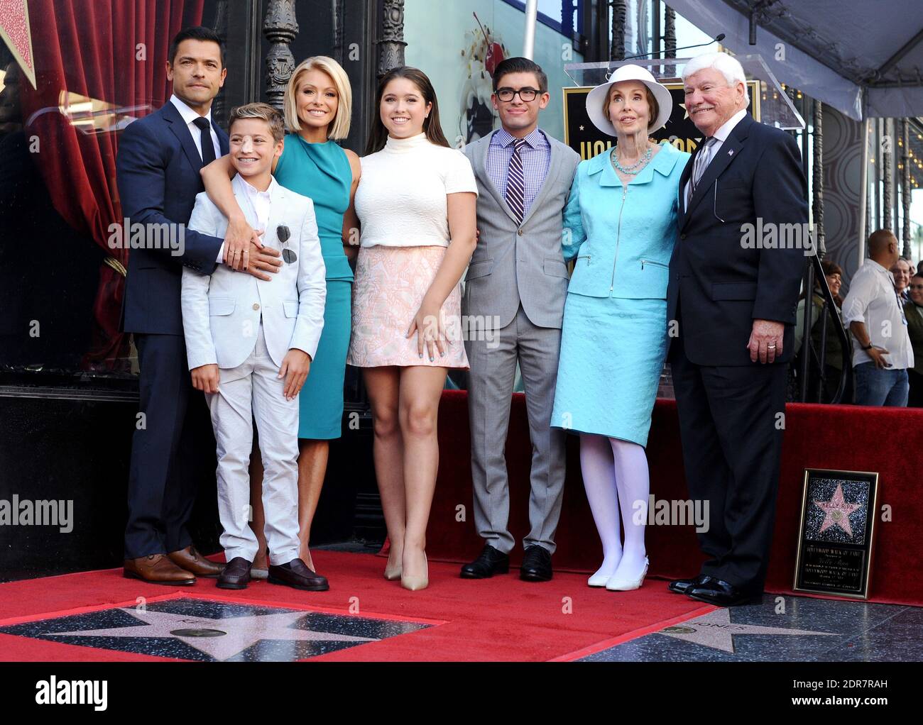 Mark Consuelos, Michael Consuelos, Lola Consuelos, Joaquin Consuelos, Esther Ripa and Joseph Ripa attend the ceremony honoring Kelly Ripa with a Star on The Hollywood Walk of Fame on October 12, 2015 in Los Angeles, CA, USA. Photo by Lionel Hahn/ABACAPRESS.COM Stock Photo