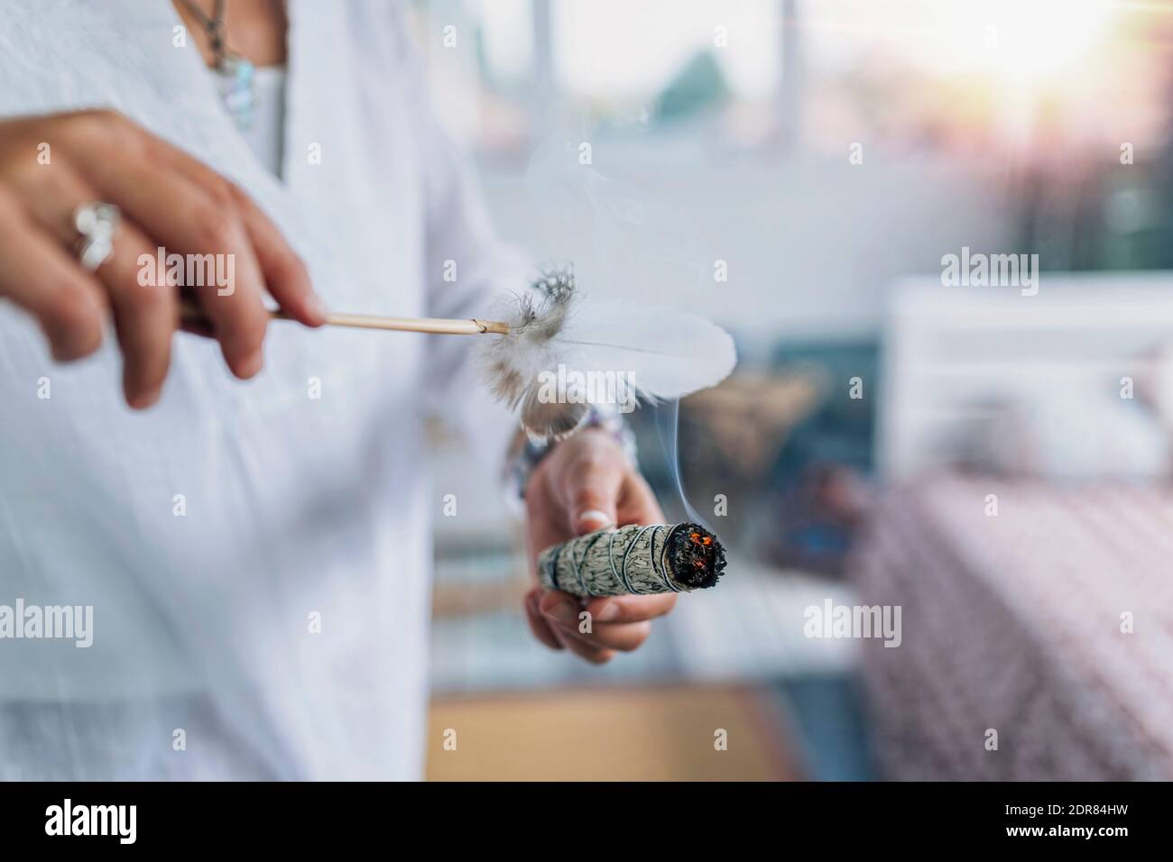Shaman performing cleansing ceremony hires stock photography and