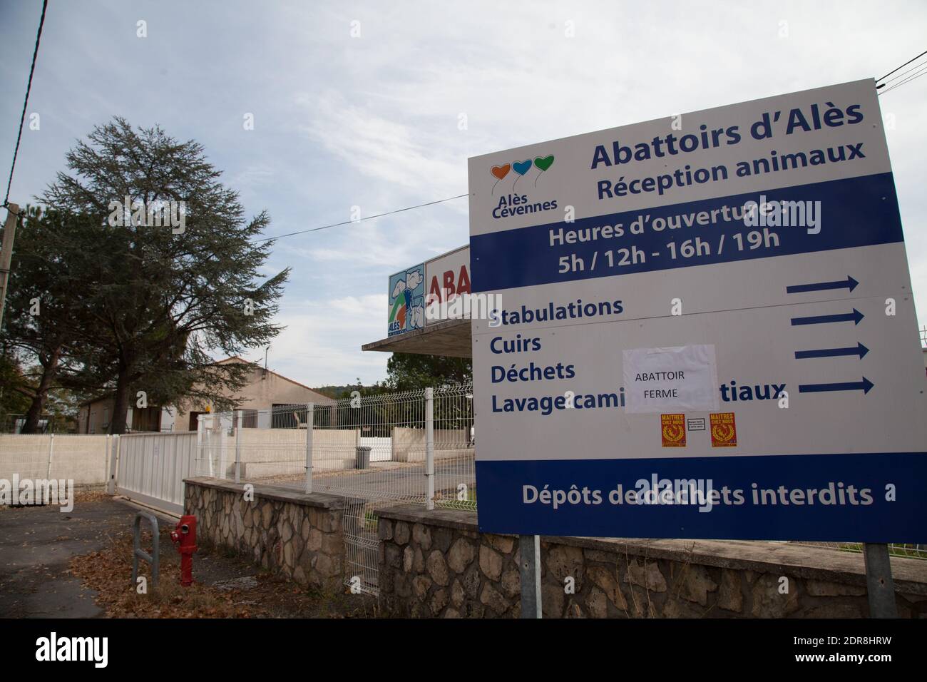 Outside view of French slaughterhouse Abattoirs d'Ales after its