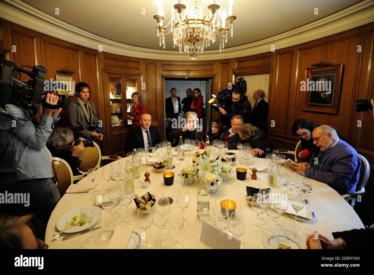 French author Mathias Enard at the Drouant restaurant in Paris France