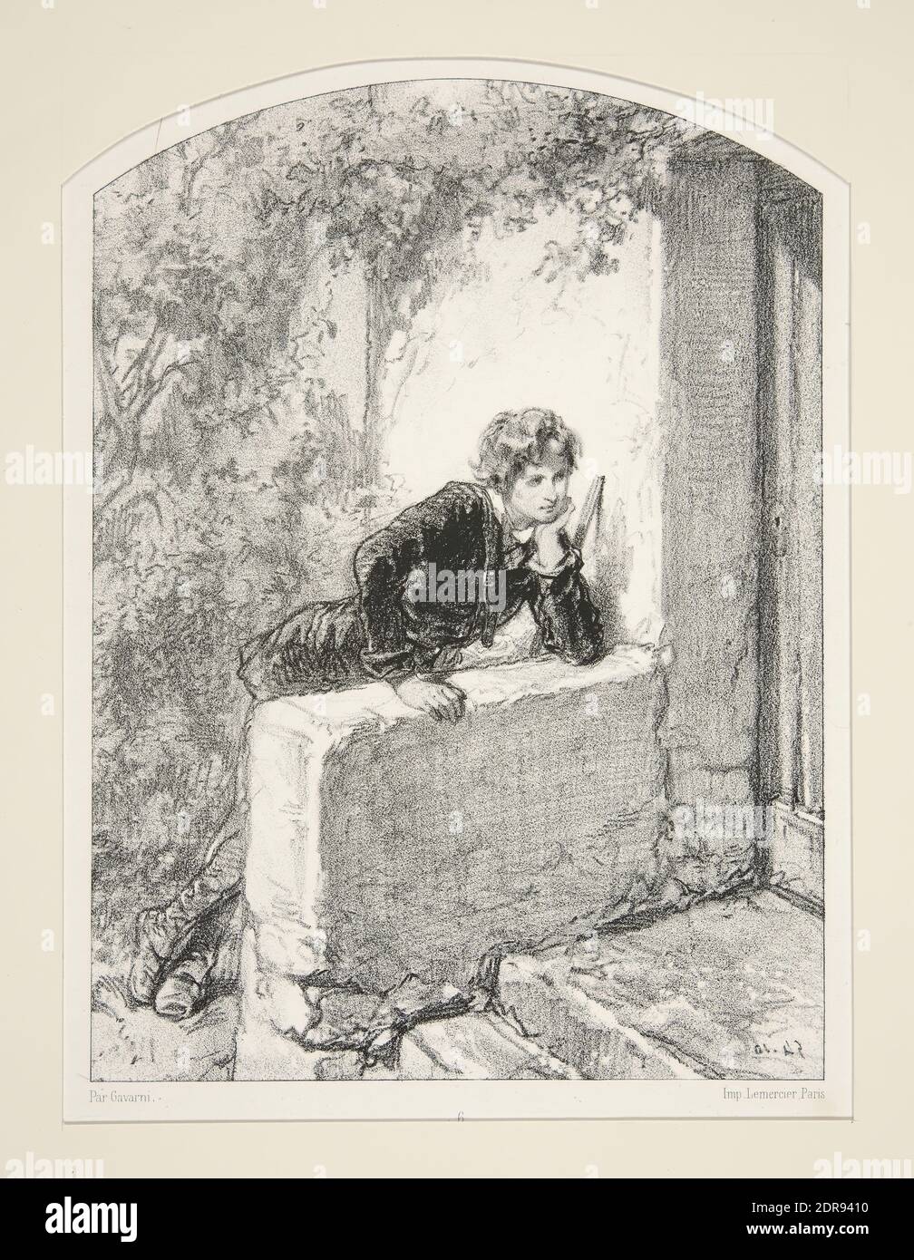 Artist: Paul Gavarni, French, 1804–1866, Chanson, Lithograph, French, 19th century, Works on Paper - Prints Stock Photo