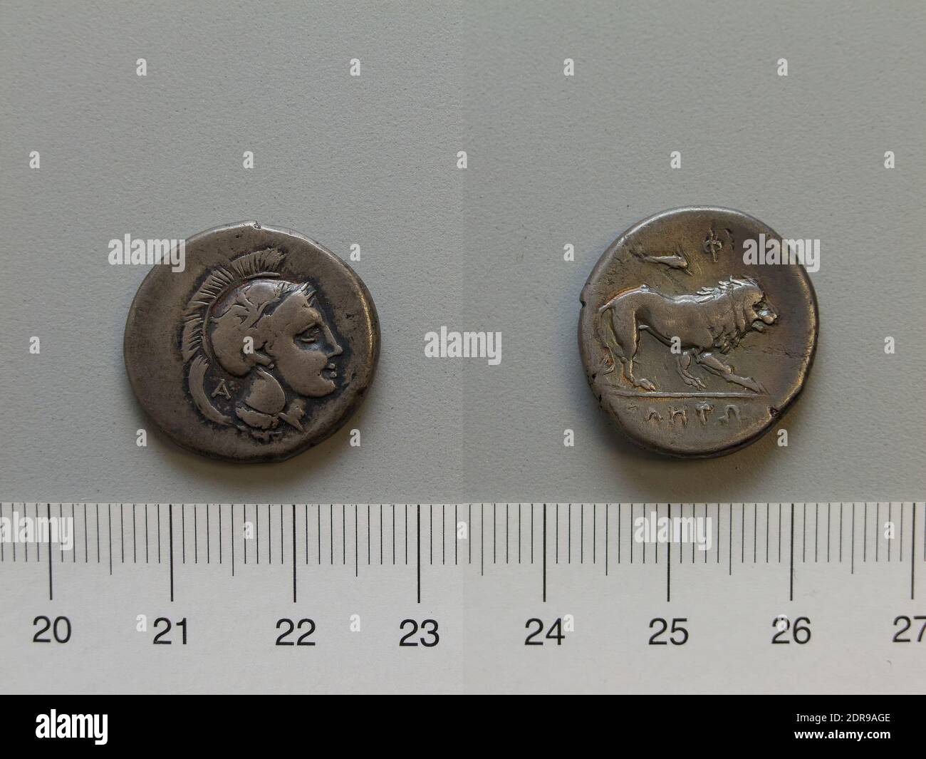 Mint: Velia, Didrachm from Velia, 300–280 B.C., Silver, 7.19 g, 1:00, 20 mm, Made in Velia, Lucania, Greek, 3rd century B.C., Numismatics Stock Photo