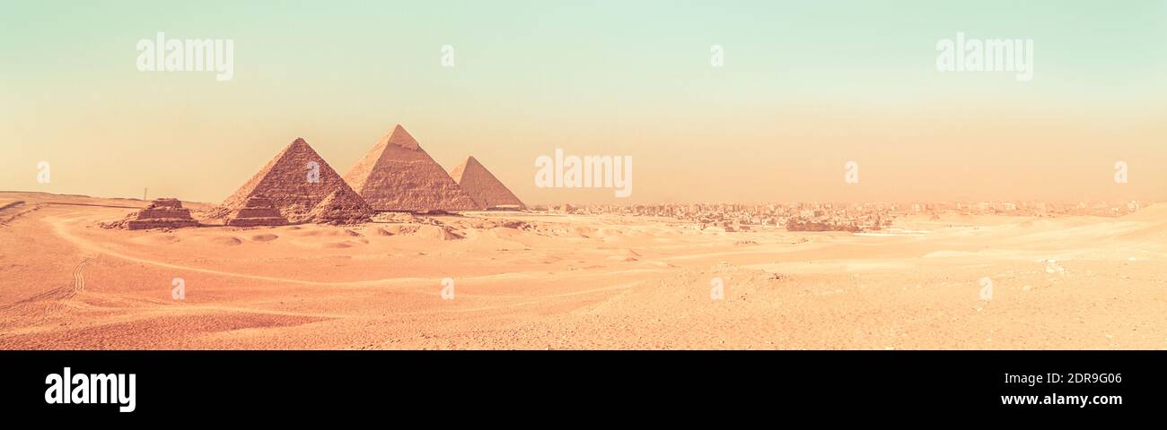 Great pyramids in Giza valley, Cairo, Egypt Stock Photo - Alamy