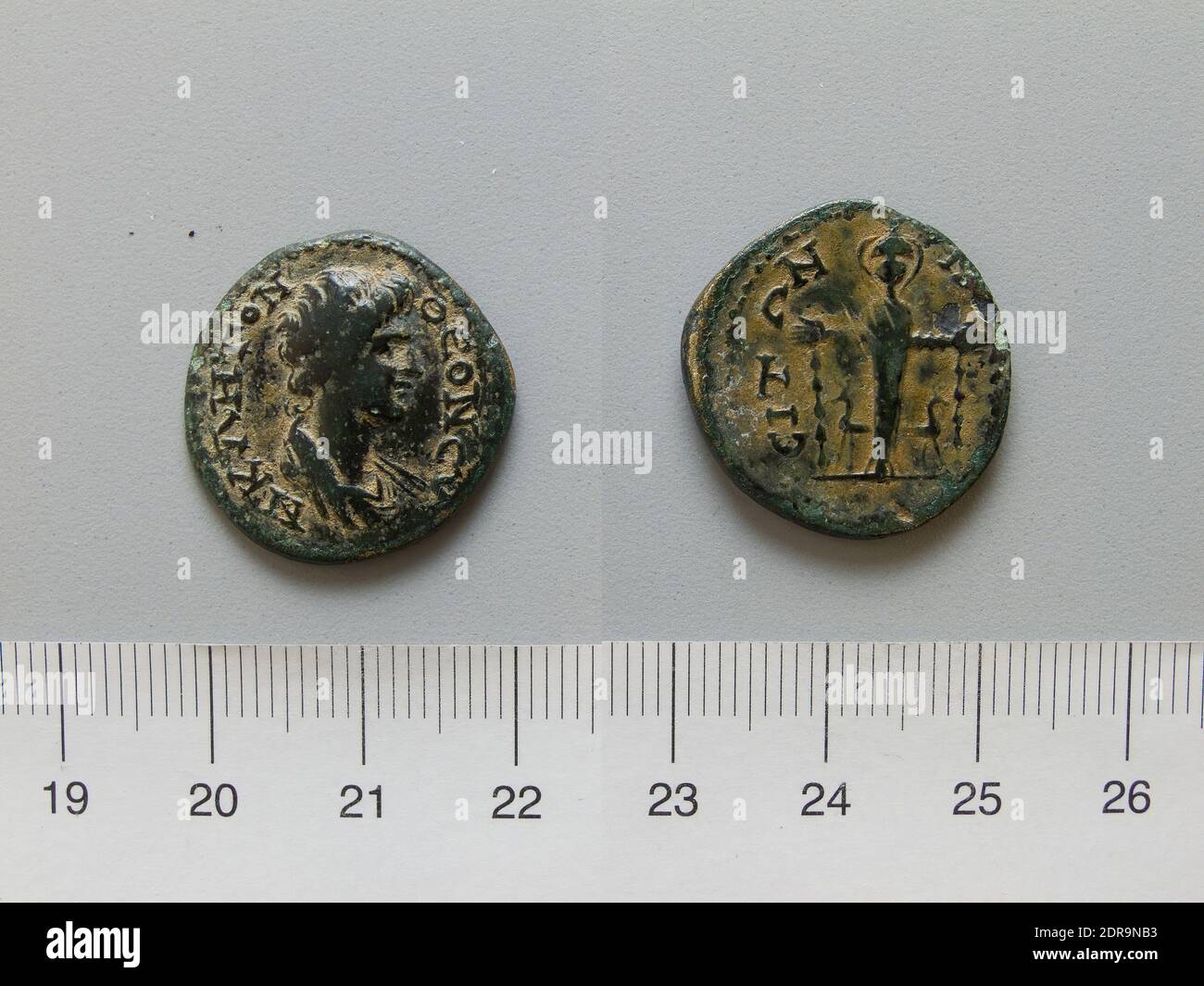 Mint: Nacrasa, Coin of Unknown from Nacrasa, 98–161, bronze, 4.49 g, 12:00, 22.5 mm, Made in Nacrasa, Lydia, Greek, 2nd century, Numismatics Stock Photo
