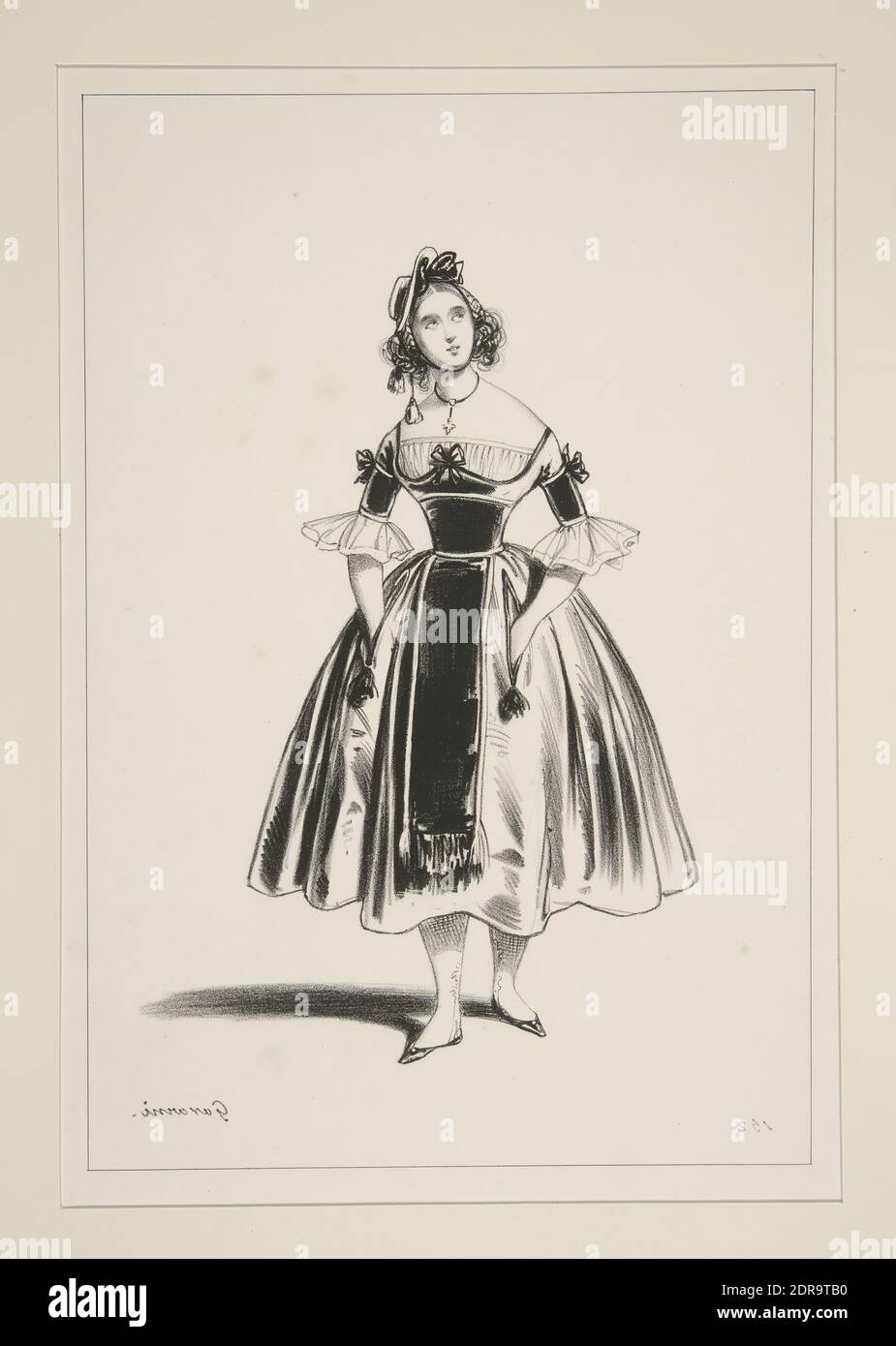 Artist: Paul Gavarni, French, 1804–1866, BASQUAISE. Chapeau, corsage et jupe de merinos garnis de velours, Lithograph, French, 19th century, Works on Paper - Prints Stock Photo