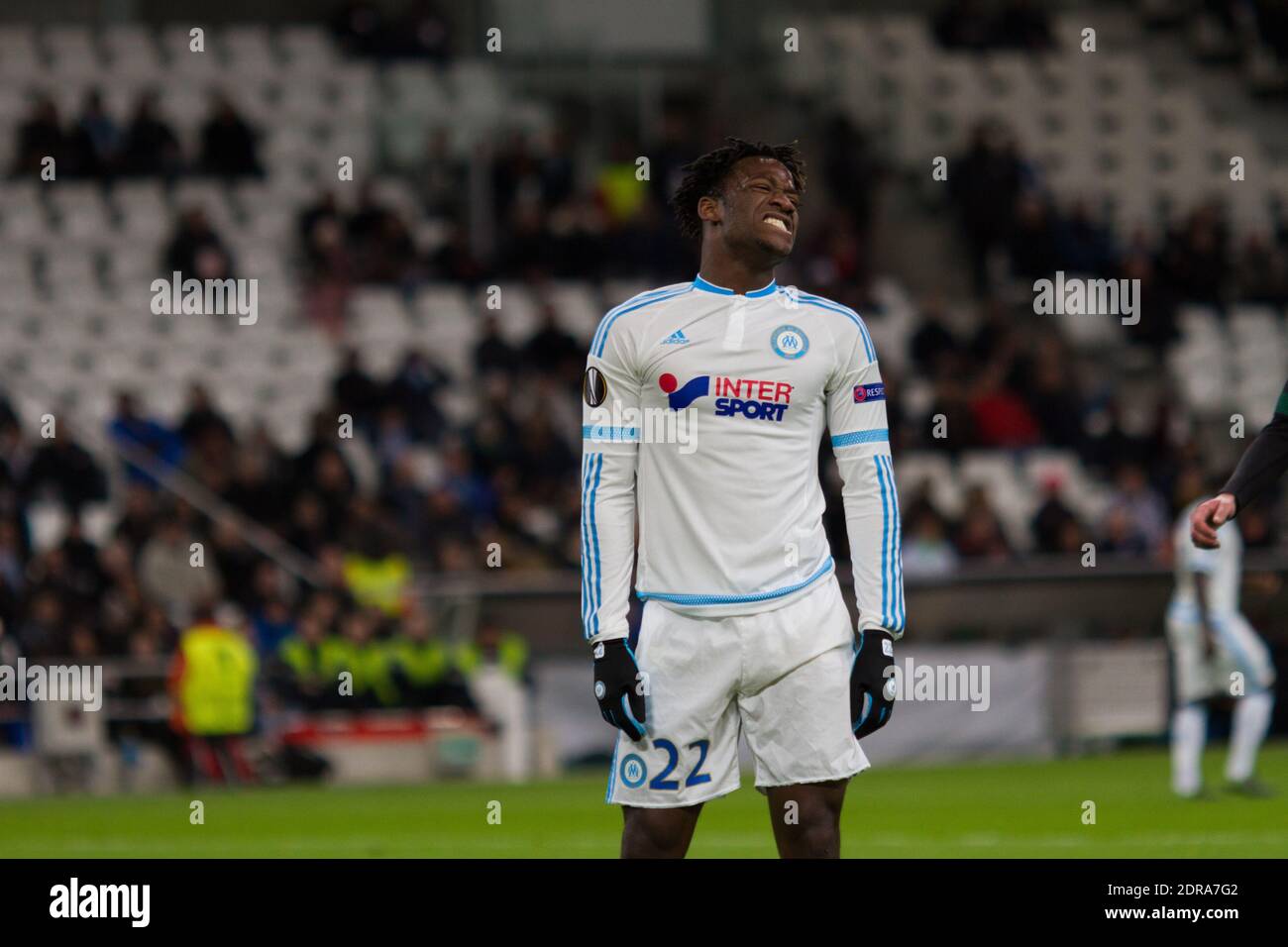 Marseille's Michy Batshuayi during the UEFA Europa League Group F soccer match, Olympique de Marseille Vs FC Groningen at Stade Vélodrome in Marseille, France on November 27th, 2015. Photo by Guillaume Chagnard/ABACAPRESS.COM Stock Photo