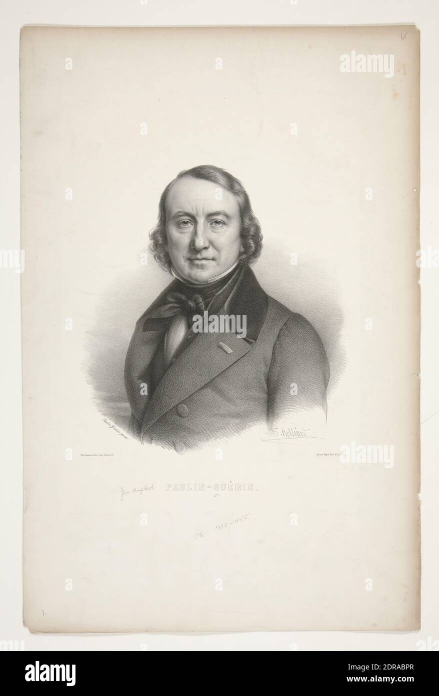 Artist: Zéphirin Félix Jean Marius Belliard, French, 1798–1843, After: Paulin Guerin, French, 1783–1855, Portrait of J.B. Paulin-Guerin, Lithograph, Sheet: 50.4 × 33.1 cm (19 13/16 × 13 1/16in.), French, 19th century, Works on Paper - Prints Stock Photo