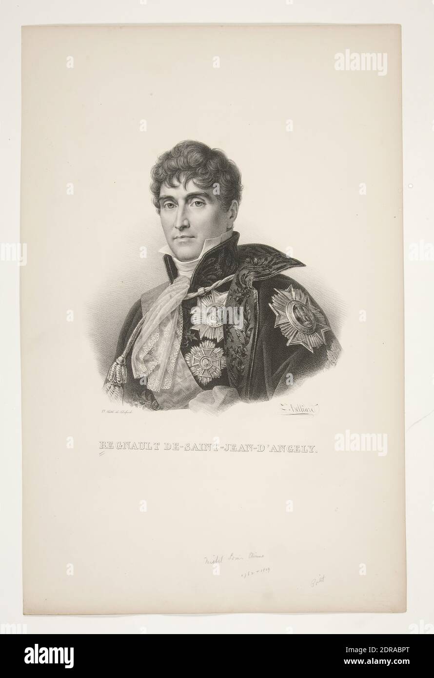 Artist: François-Séraphin Delpech, French, 1778–1825, After: Zéphirin Félix Jean Marius Belliard, French, 1798–1843, Portrait of Regnault de-Saint-Jean-d’Angely, Lithograph, Sheet: 48.4 × 31.5 cm (19 1/16 × 12 3/8in.), French, 19th century, Works on Paper - Prints Stock Photo