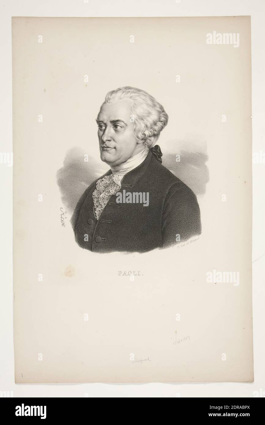 Artist: François-Séraphin Delpech, French, 1778–1825, After: Alexandre-Jean-Baptiste Hesse, French, 1806–1879, Portrait of Paoli, Lithograph, Sheet: 48.8 × 32 cm (19 3/16 × 12 5/8in.), French, 19th century, Works on Paper - Prints Stock Photo