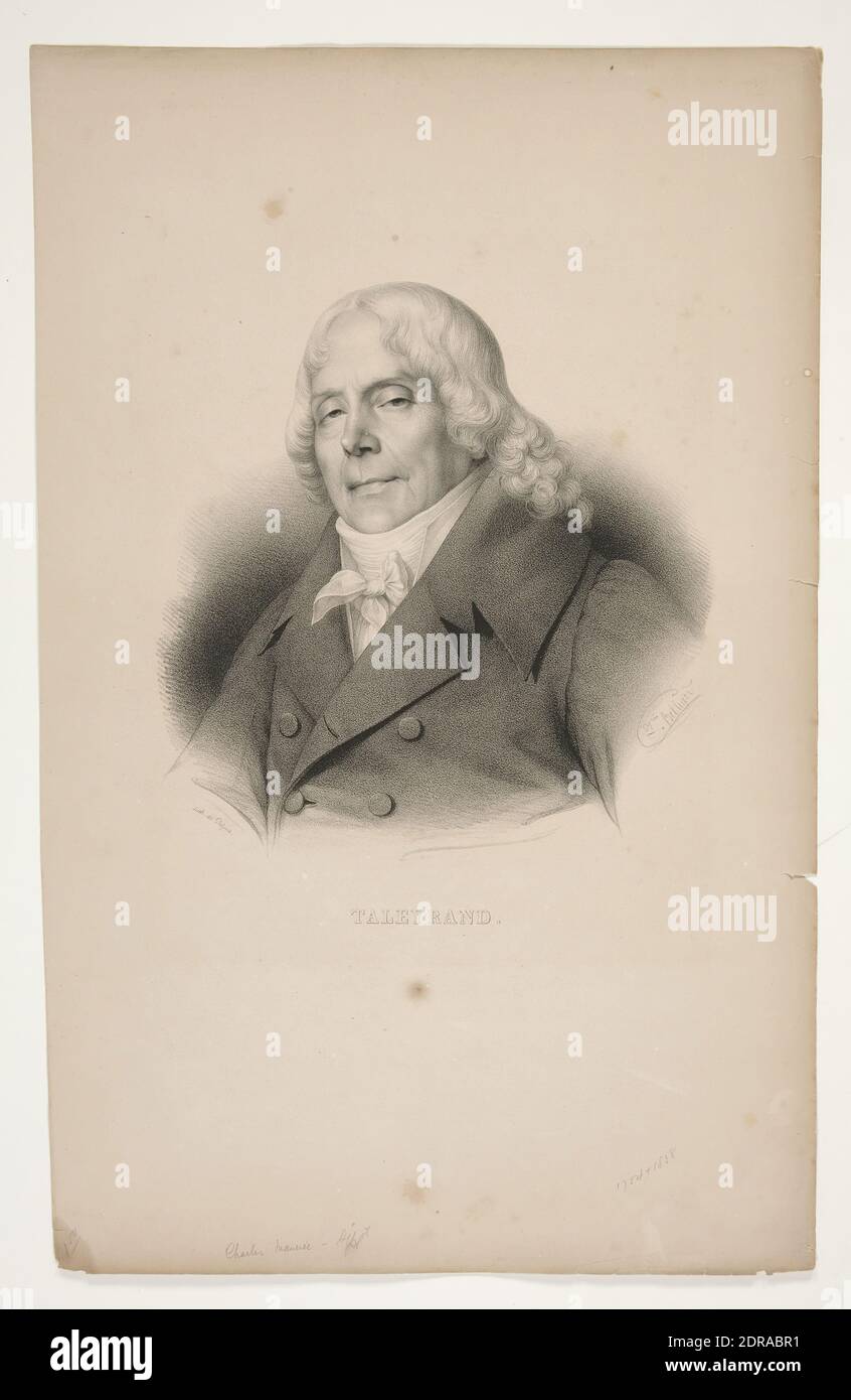 Artist: François-Séraphin Delpech, French, 1778–1825, After: Zéphirin Félix Jean Marius Belliard, French, 1798–1843, Portrait of Talleyrand, Lithograph, Sheet: 50.2 × 31.8 cm (19 3/4 × 12 1/2in.), French, 19th century, Works on Paper - Prints Stock Photo