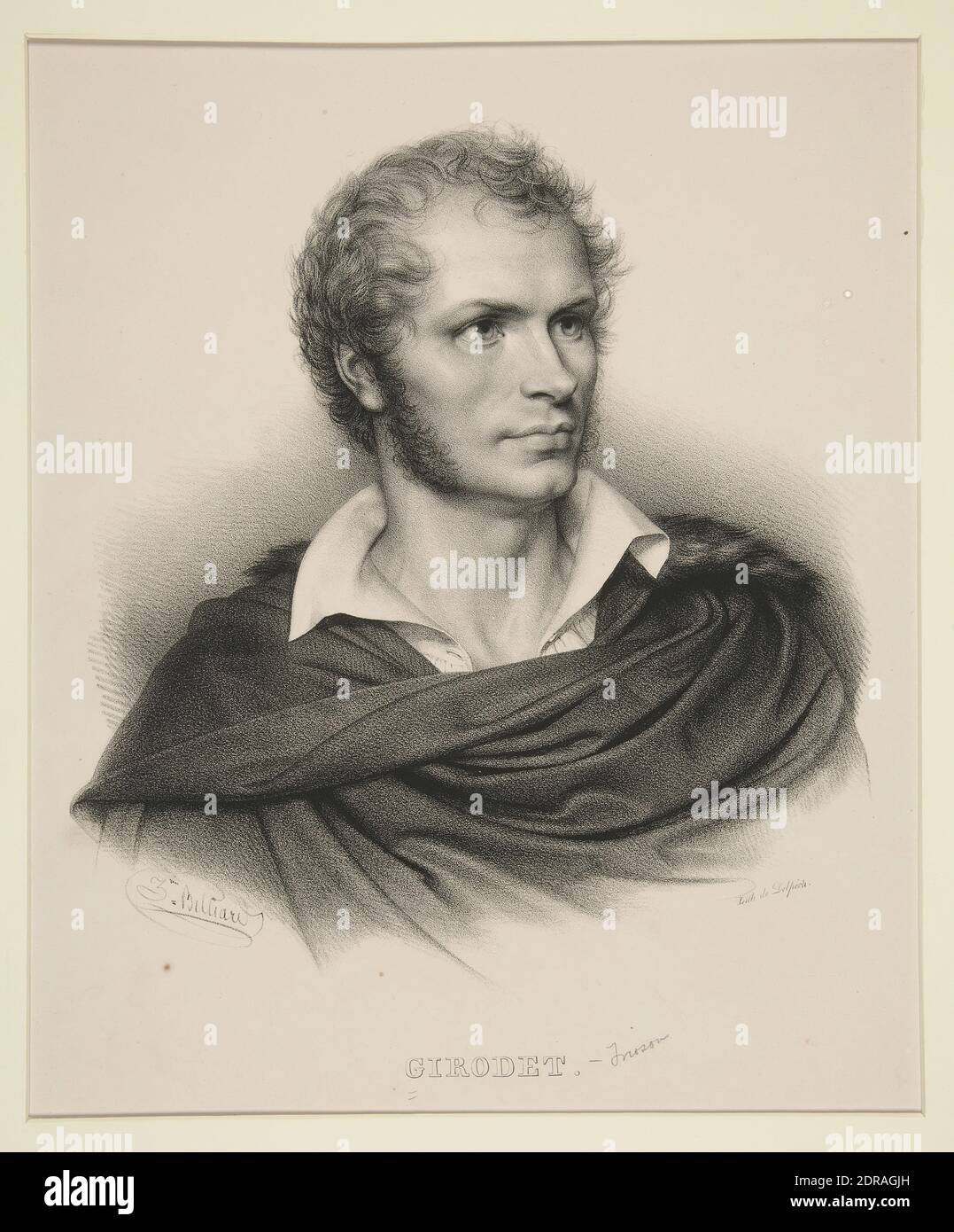 Artist: François-Séraphin Delpech, French, 1778–1825, After: Zéphirin Félix Jean Marius Belliard, French, 1798–1843, Portrait of Girodet, Lithograph, Sheet: 49.6 × 31.3 cm (19 1/2 × 12 5/16 in.), French, 19th century, Works on Paper - Prints Stock Photo