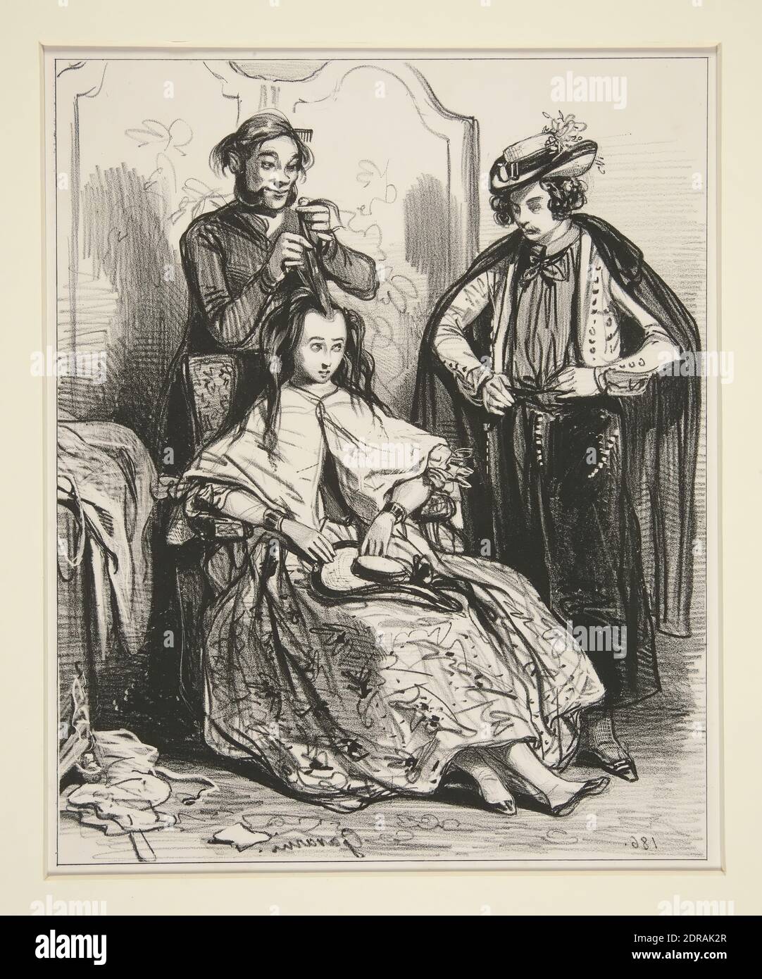 Artist: Paul Gavarni, French, 1804–1866, No. 25 - Le Carnaval - C’est comme ca que t’es prete, toi?…, Lithograph, French, 19th century, Works on Paper - Prints Stock Photo