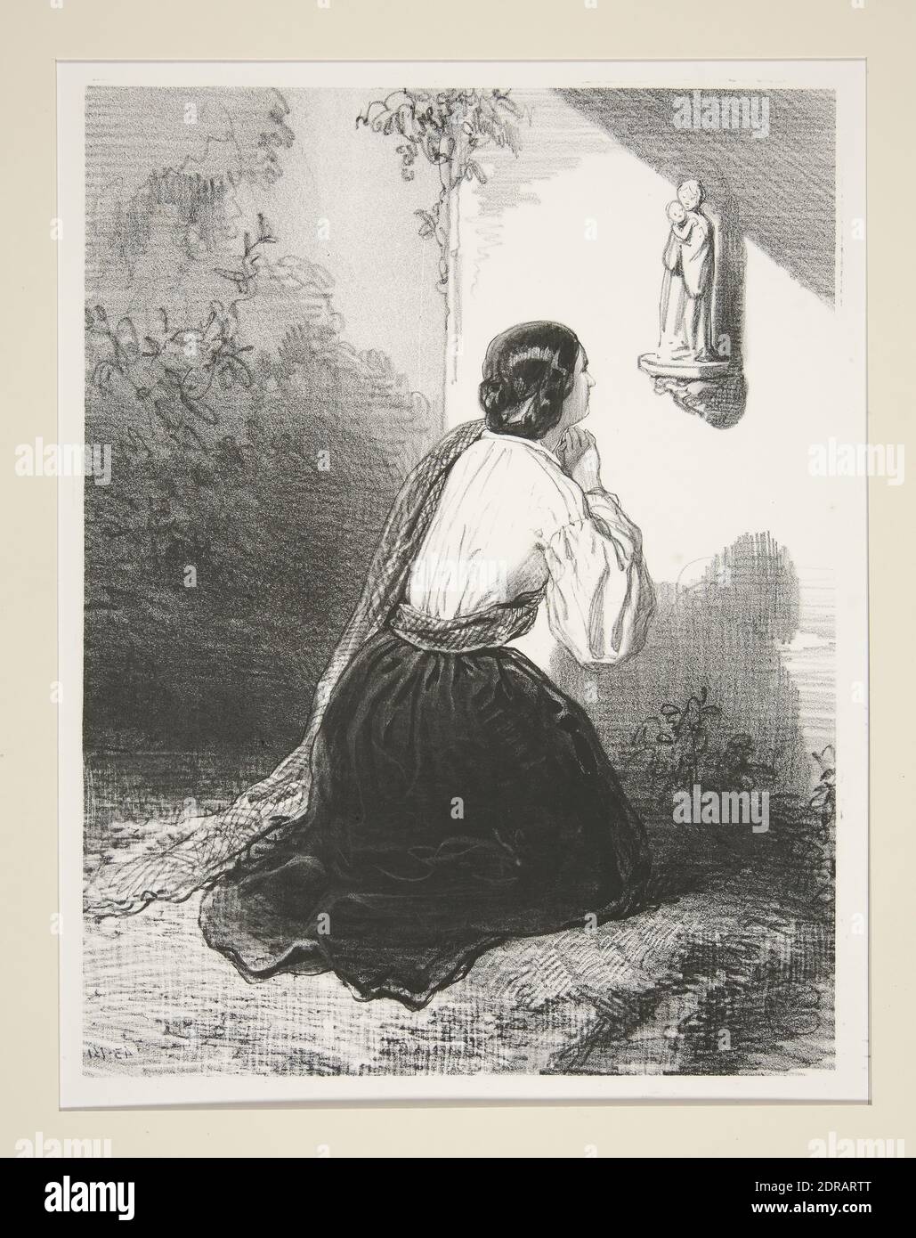 Artist: Paul Gavarni, French, 1804–1866, Laure en Priere, Lithograph, French, 19th century, Works on Paper - Prints Stock Photo