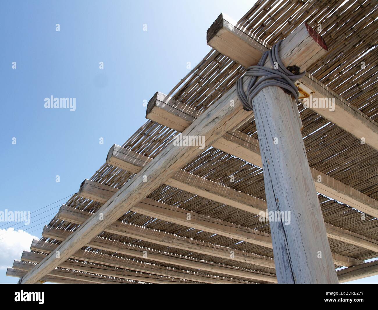 Covered shade area The Boathouse, Roda, Corfu, Greece Stock Photo - Alamy