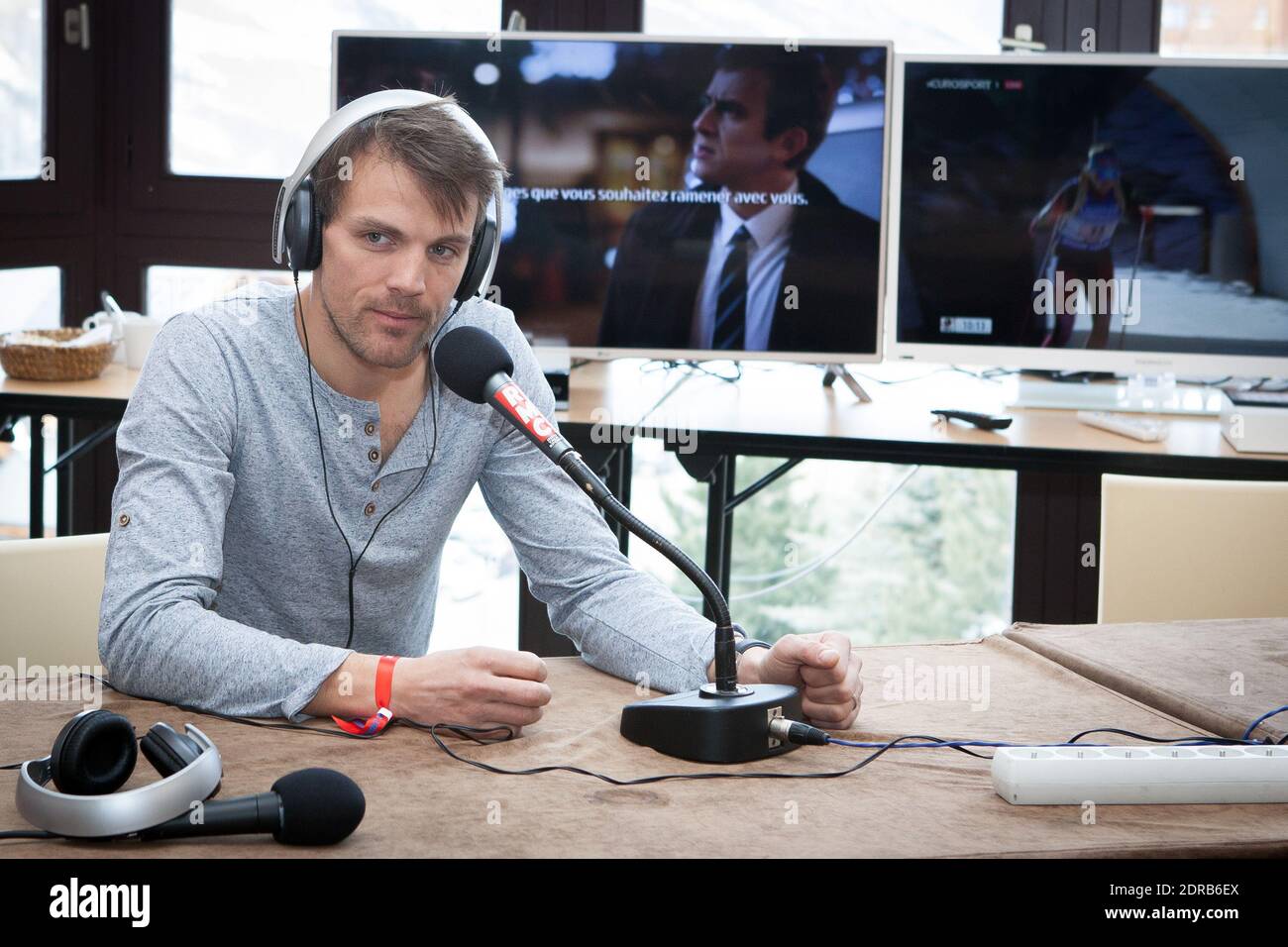 EXCLUSIVE - Aurelien Ducroz attending the 8th RMC Sport Games in Les Menuires, France, on December 13, 2015. Photo By Audrey Poree/ ABACAPRESS.COM Stock Photo