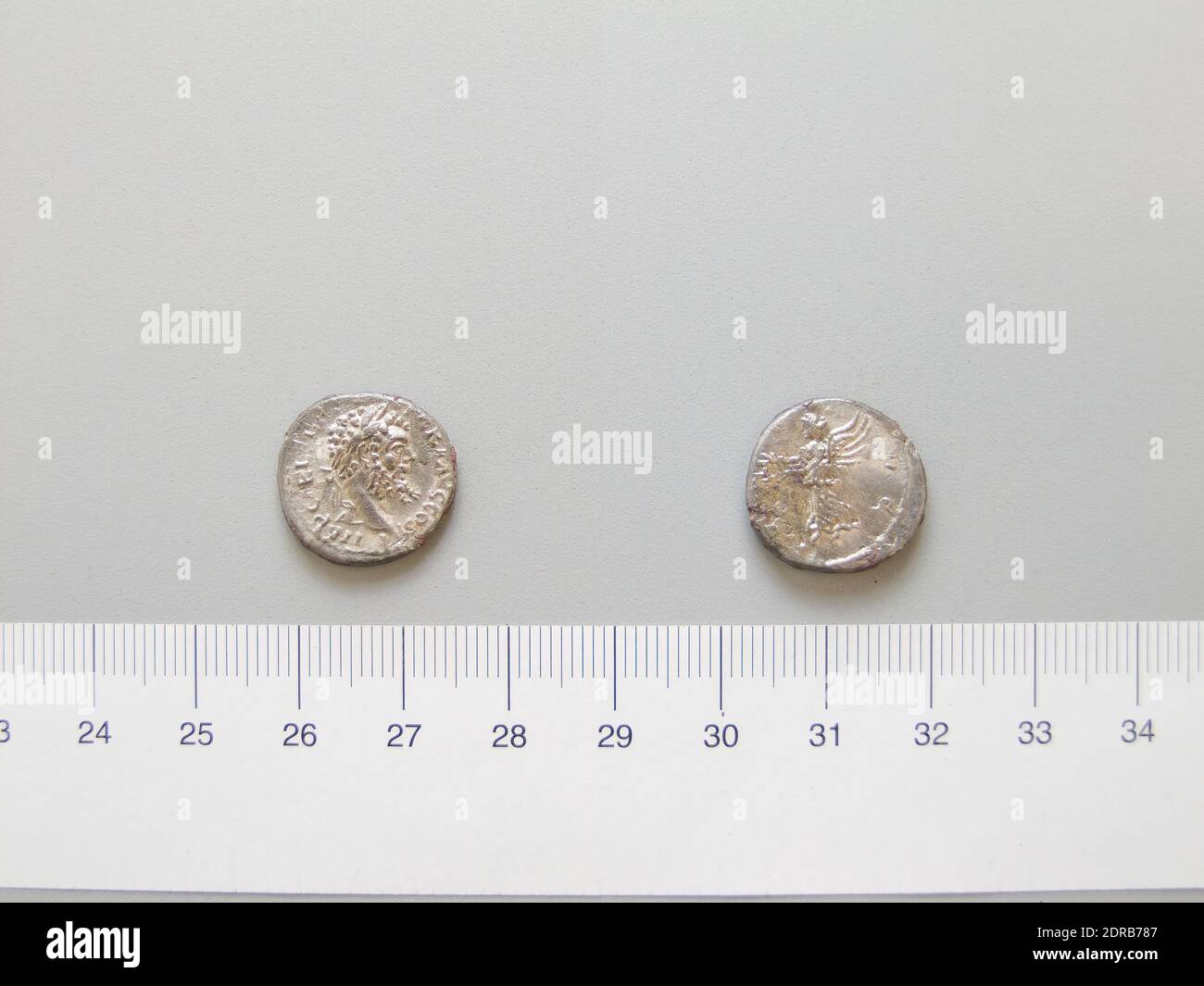 Ruler: Septimius Severus, Emperor of Rome, A.D. 146–211, ruled 193–211, Mint: East, Denarius of Septimius Severus, Emperor of Rome from East, 194–95, Silver, 1.99 g, 5:00, 17.5 mm, Made in East, Roman, 2nd century A.D., Numismatics Stock Photo