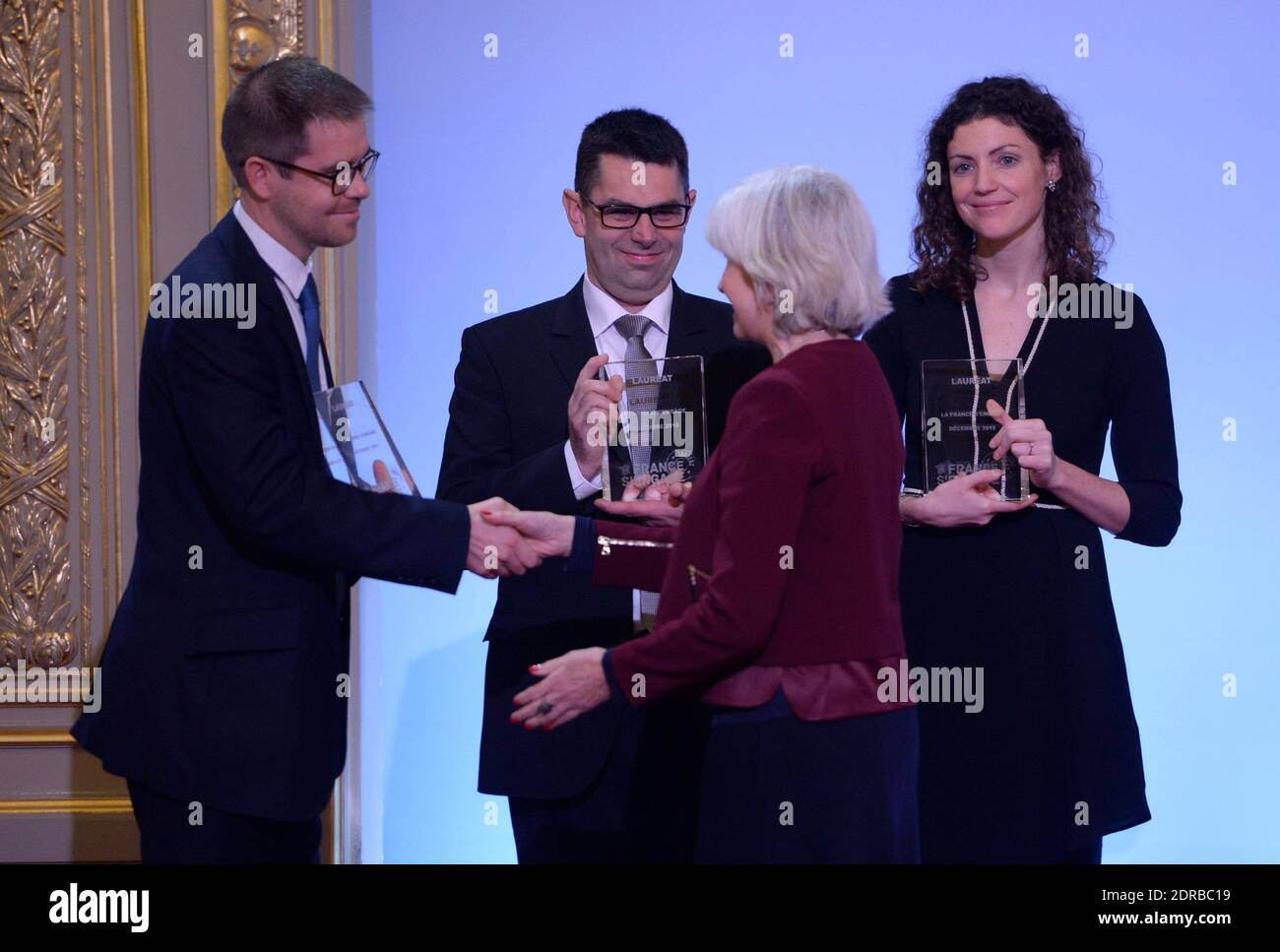 French ambassador for international climate negotiations Laurence Tubiana attends the La France S'Engage (France Makes A Stand) award ceremony at the Elysee presidential palace In Paris, France on December 22, 2015. Photo by Christian Liewig/ABACAPRESS.COM Stock Photo