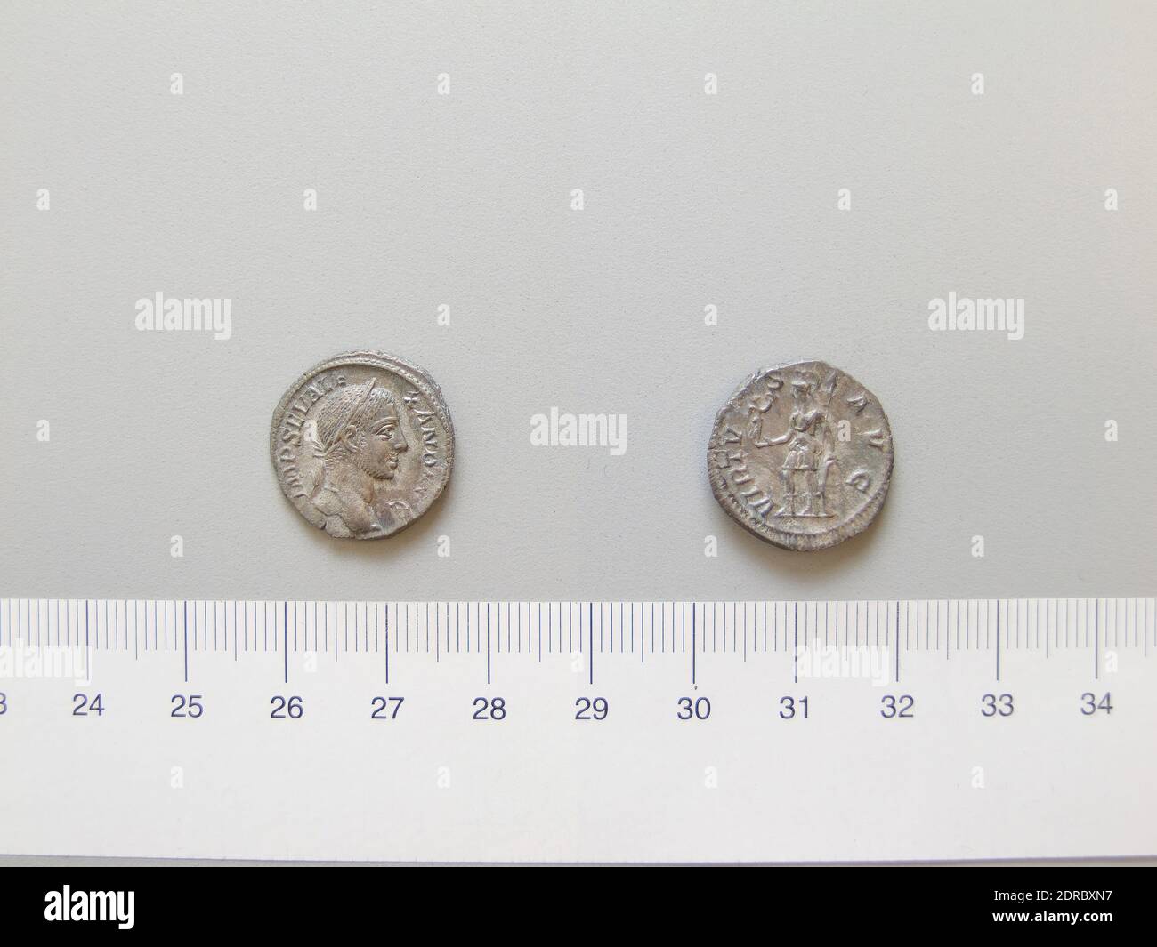 Ruler: Severus Alexander, Emperor of Rome, A.D. 208–235, ruled A.D. 222–35, Mint: Rome, Denarius of Severus Alexander, Emperor of Rome from Rome, 228–31, Silver, 1.76 g, 6:00, 19.5 mm, Made in Rome, Italy, Roman, 3rd century A.D., Numismatics Stock Photo