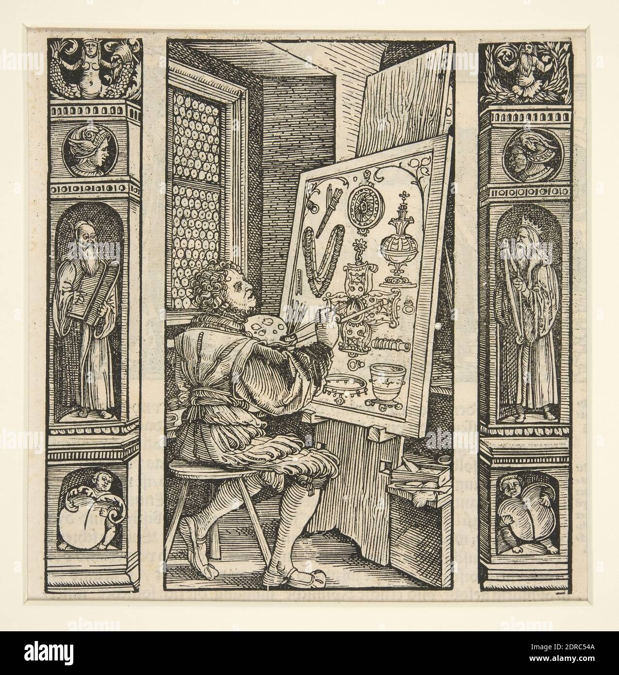 Artist: Hans Burgkmair the Elder, German, 1473–1531, Der Geschmeidemaler from Petrarch’s Glucksbuch?, ca. 1530, Woodcut, image: 27.9 × 17.7 cm (11 × 6 15/16 in.), Made in Germany, German, 16th century, Works on Paper - Prints Stock Photo