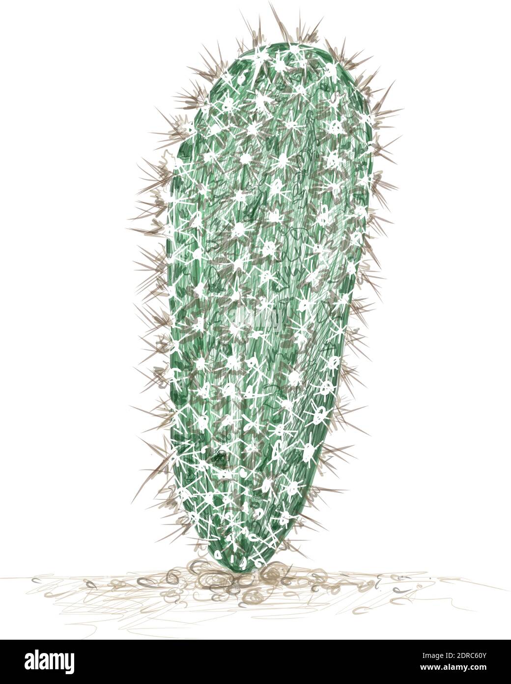 Illustration Hand Drawn Sketch of Armatocereus Cactus or Triangle Cactus for Garden Decoration. Stock Vector