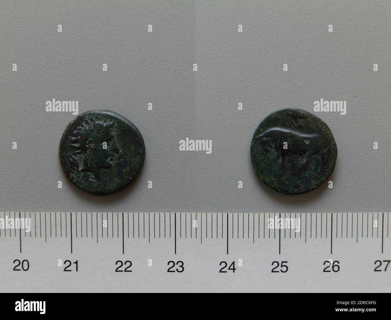 Mint: Gela, Coin from Gela, 420–405 B.C., Copper, 2.93 g, 10:00, 17 mm, Made in Gela, Sicily, Greek, 5th century B.C., Numismatics Stock Photo