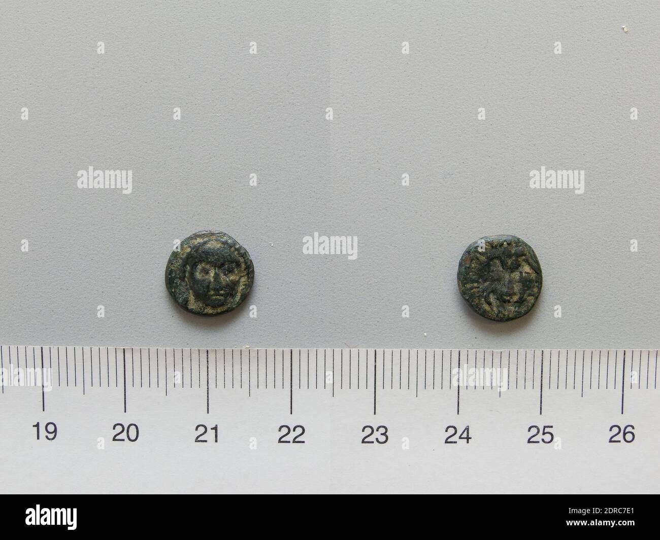 Mint: Samos, Coin from Samos, 394–365 B.C., Copper, 0.98 g, 12:00, 10.5 mm, Made in Samos, Ionia, Greek, 4th century B.C., Numismatics, Numismatics Stock Photo