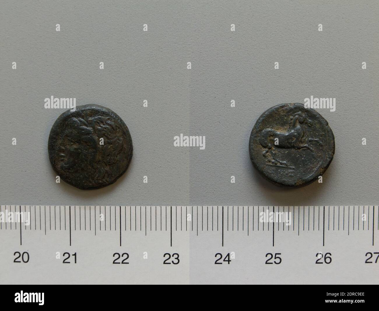 Mint: Syracuse, Coin from Syracuse, 274–216 B.C., Copper, 4.65 g, 6:00, 17 mm, Made in Syracuse, Sicily, Greek, 3rd century B.C., Numismatics Stock Photo