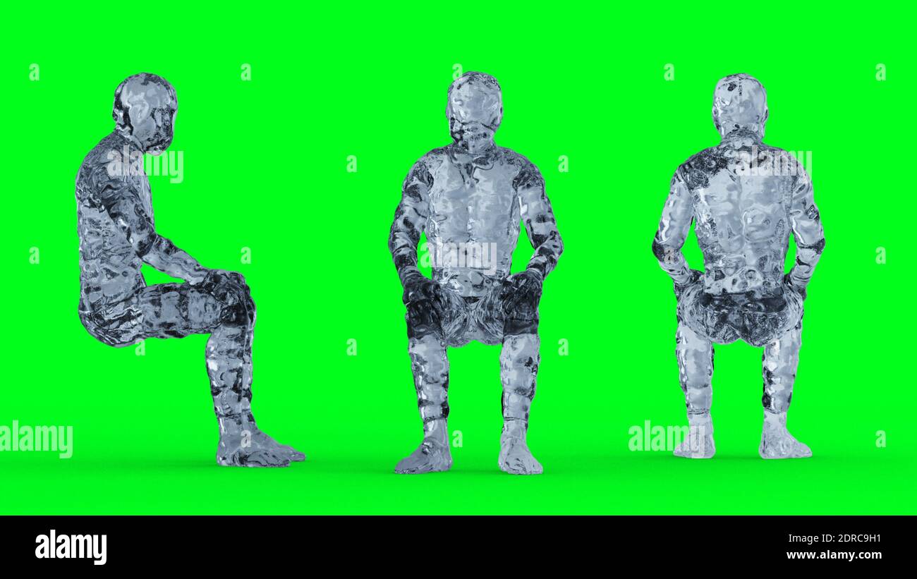 Ice, glass man character animation. Isolate on green screen. 3d rendering  Stock Photo - Alamy