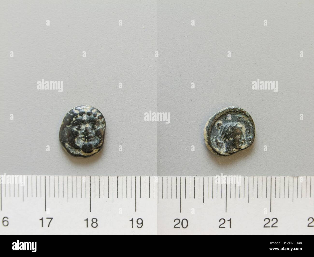Mint: Neapolis, Obol from Neapolis, 411–350 B.C., Copper, 1.44 g, 3:00, 12.5 mm, Made in Neapolis, Macedonia, Greek, 5th–4th century B.C., Numismatics Stock Photo