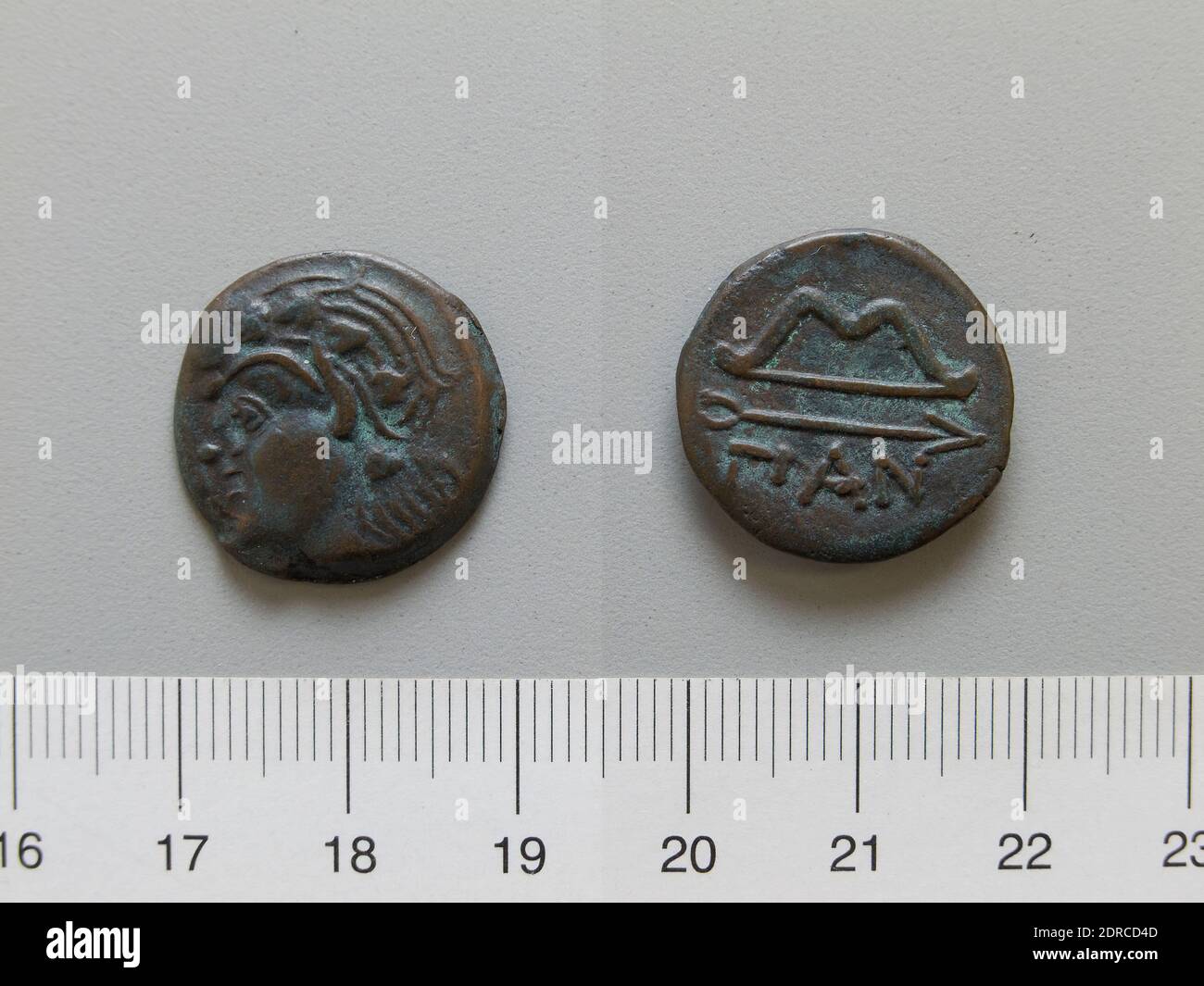 Mint: Panticapaeum, Coin from Panticapaeum, 399–200 B.C., Copper, 5.39 g, 1:00, 20 mm, Made in Panticapaeum, Bosphorus, Greek, 4th–3rd century B.C., Numismatics Stock Photo