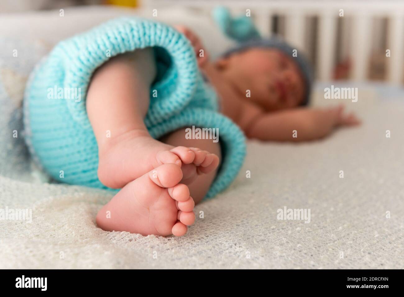 Baby Boy Sleeping In Crib Stock Photo Alamy