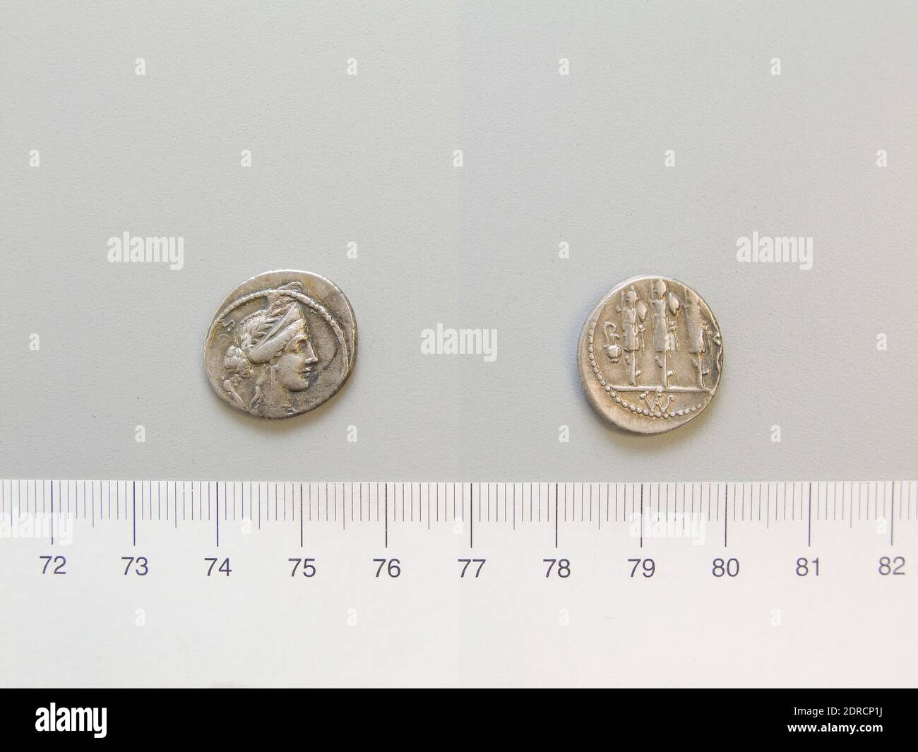 Mint: Rome, Magistrate: Faustus Cornelius Sulla, Denarius from Rome, 56 B.C., Silver, 3.84 g, 4:00, 18.4 mm, Made in Rome, Italy, Roman, 1st century B.C., Numismatics Stock Photo